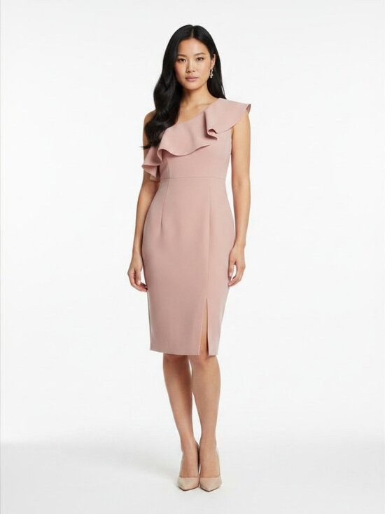Bardot Dresses & Skirts - Bardot One Shoulder Ruffle Midi Cocktail Dress US 6 Pink